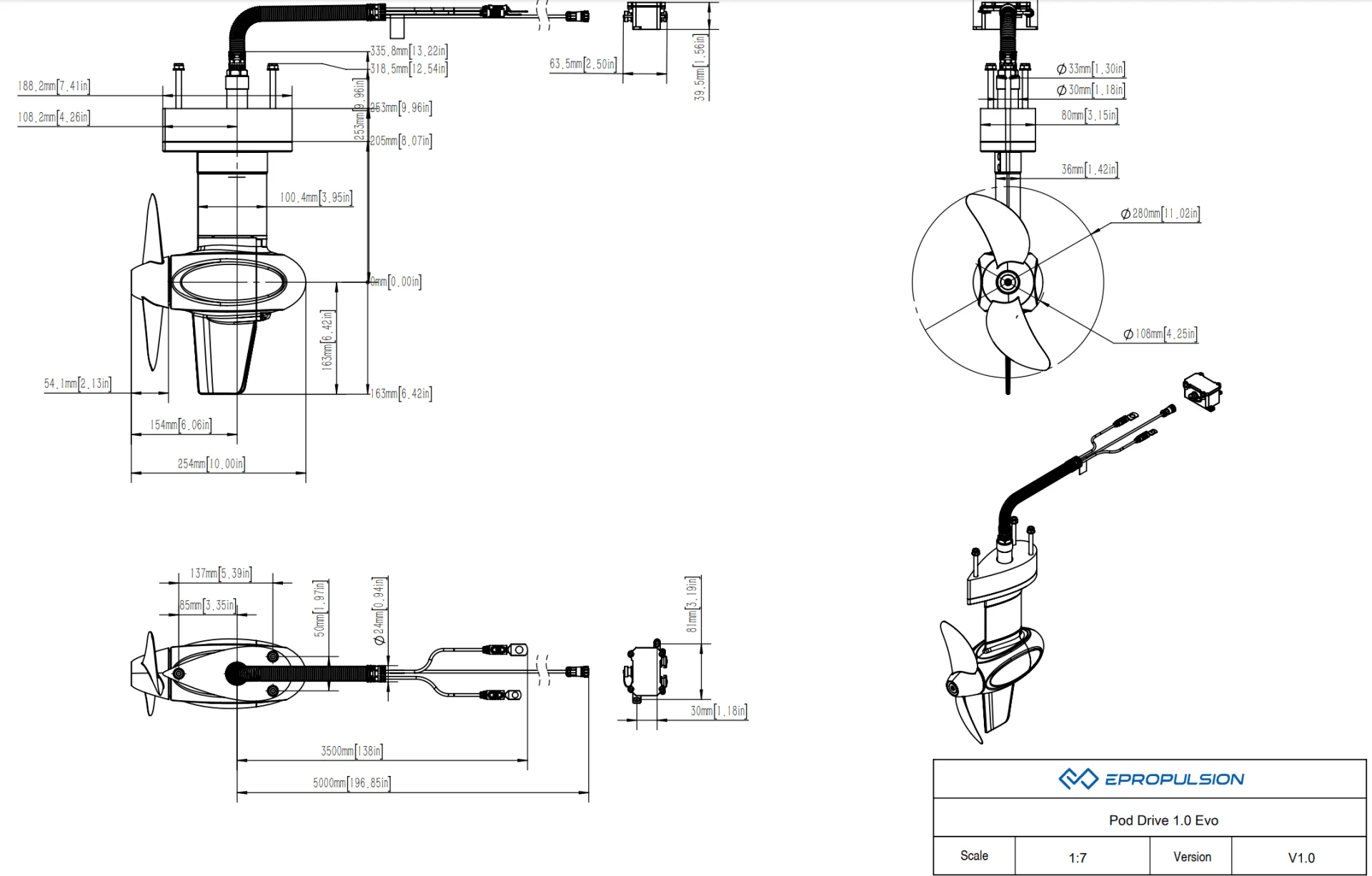 ePropulsion Pod Drive 1.0 Evo elektrische Pod motor 1 kW inclusief afstandsbediening - Image 22
